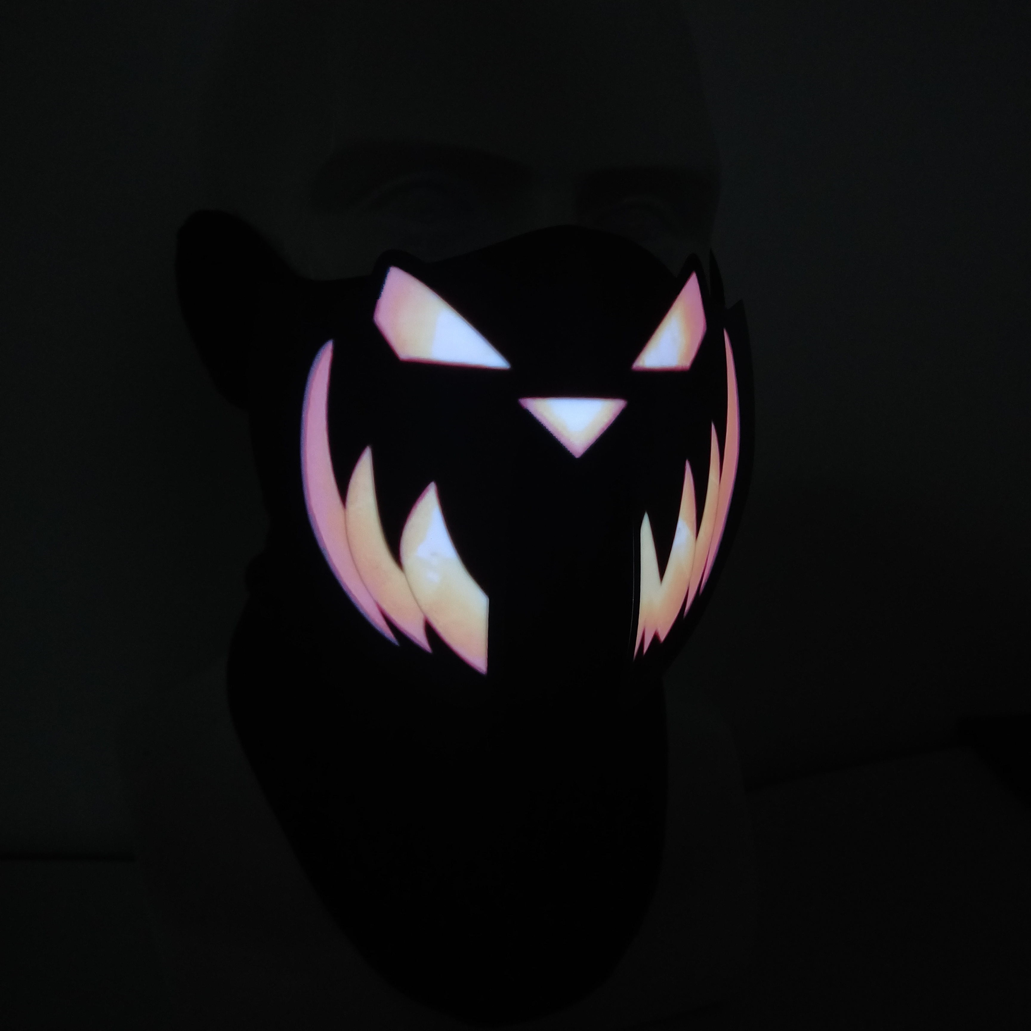 Halloween New Coming Coold Design Devil Pumpkin Design Led Light Up Sound Activated Halloween Mask Outfit