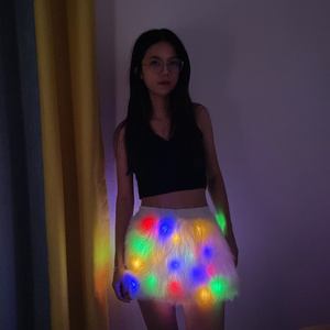 New Rave Party LED Light Up Sexy Short Skirt Luminous Fur Skirts For Girls Light Dance Wear Dress