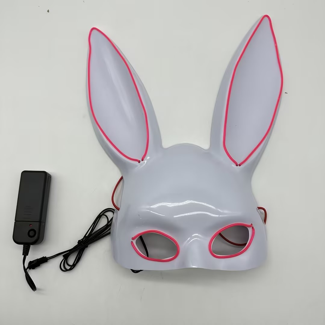 Masquerade Rabbit Mask White LED Bunny Multicolor MASK Glowing Sexy Bunny El Wire Mask