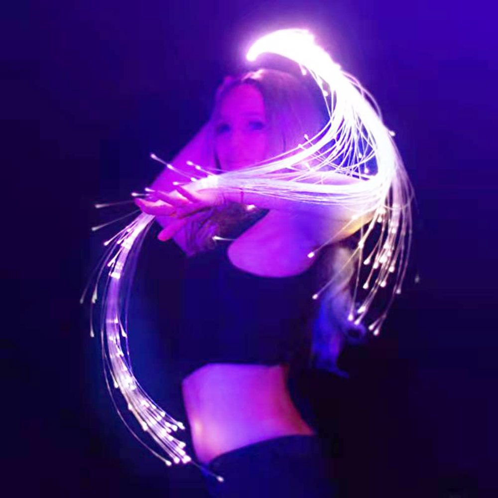 Burning Man  High Quality Battery Operated LED RGB Fiber Optic Whip Light with End Glow Flashing Effect for Dance