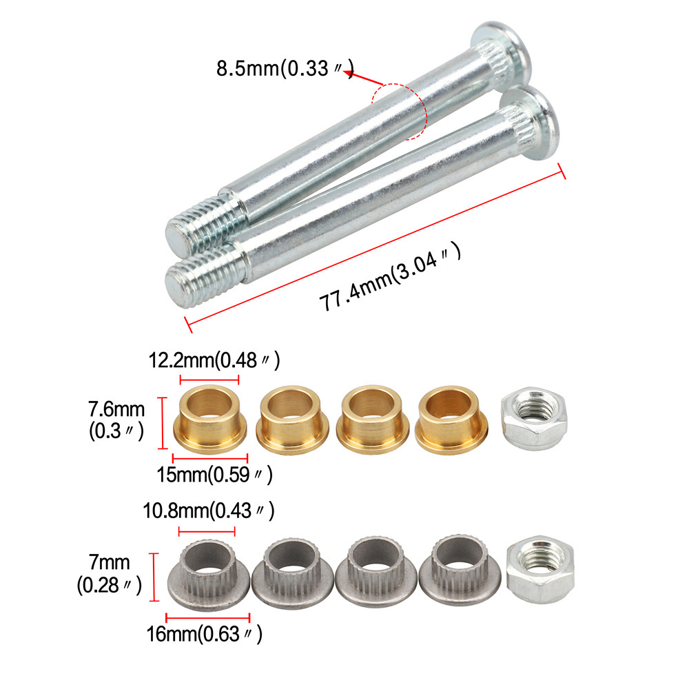 RaRACING EP17 Car Front Door Hinge Pin Bushing Repair Kit 2 Pins Lock Nuts 1 Door For Ford For Lincoln For Mercury Explorer