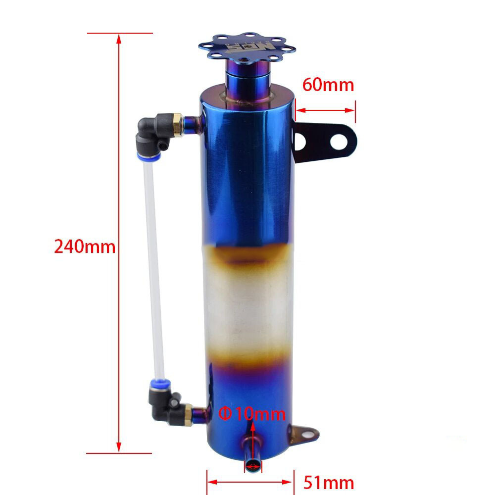 raRACING YH015 Aluminum Auto Parts 500ML Radiator Coolant Cooling Burnt Baking Blue Catch Tank Overflow Reservoir Cylindrical