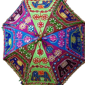 Indian Sun Summer Gift Girls Fashion Mirror Work Cotton Parasol umbrella GM-130523V