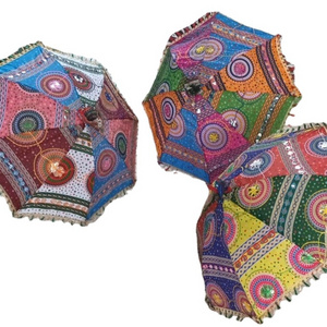 Indian Sun Umbrella Summer Gift Girls Fashion Umbrella  Mirror Work Indian Traditional Sunshine Handmade umbrella 41222J