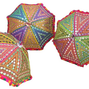 Indian Sun Umbrella Summer Gift Girls Fashion Umbrella Patchwork Umbrella Mirror Work Indian Traditional Indian Wedding Parasols