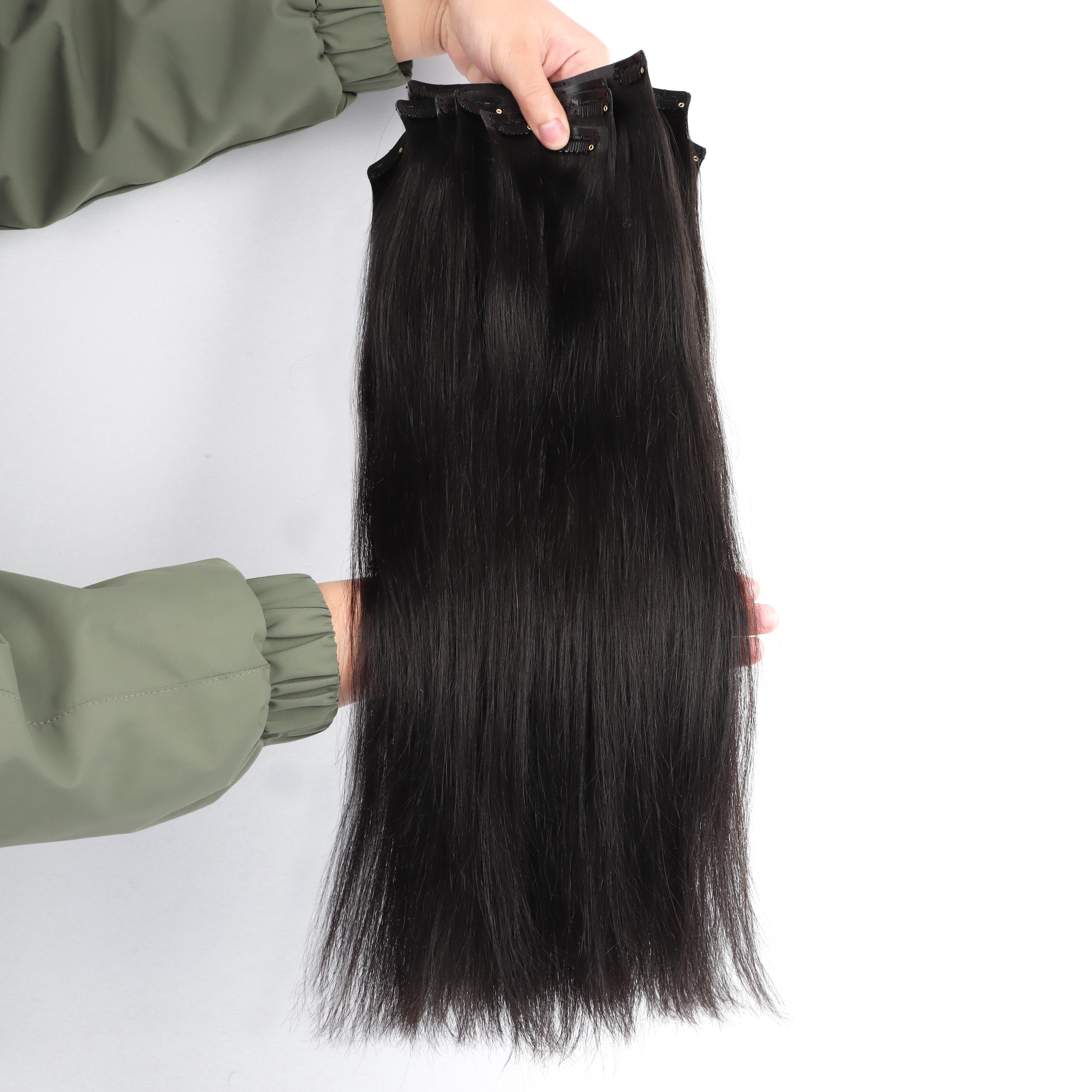 New PU raw seamless clip in hair extension remy 100% human hair 24 inches vietnamese hair