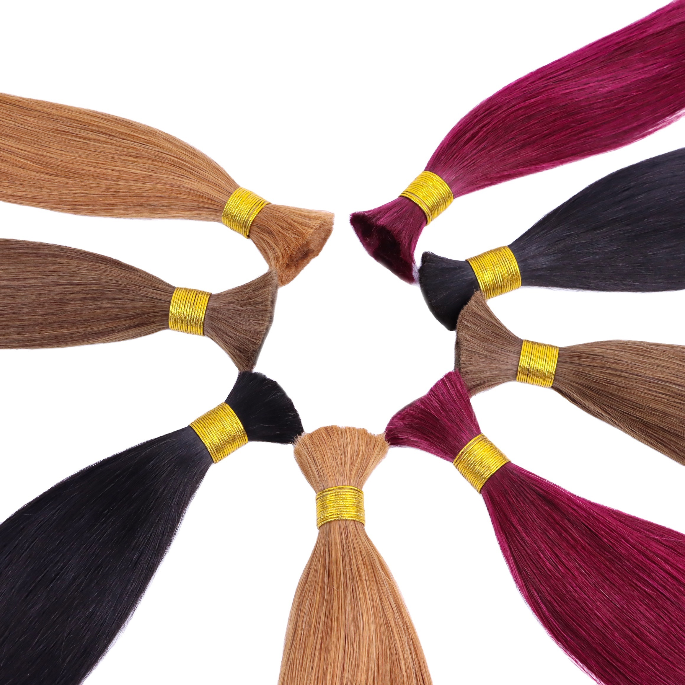 No tangle free sample soft shiny unprocessed human virgin indian braiding bulk hair extensions