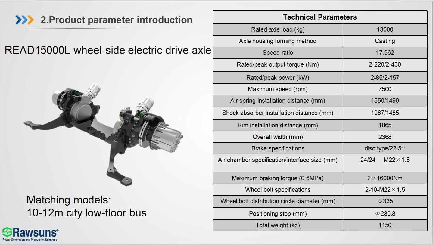 Rawsun Electric Car Conversion Axle READ15000L 12m Low Floor Bus Electric Rear Axle Drive Electric Car Conversion Kit