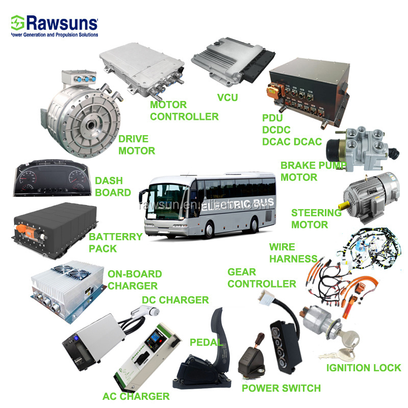 Rawsun 200kw ev motor 2800Nm pmsm motor powertrain electric car conversion kit battery for 12m direct drive bus