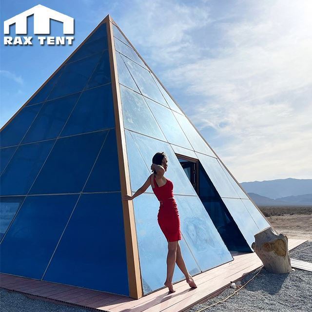 Glass Pyramid Tent for Glamping Tent house with Bathroom for Luxury Hotel