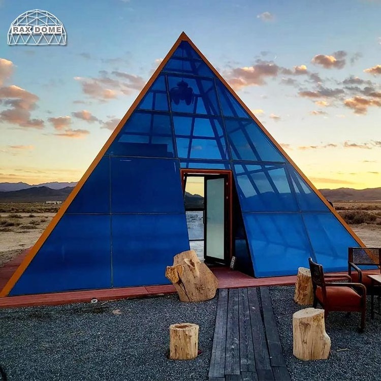 Glass Pyramid Tent for Glamping Tent house with Bathroom for Luxury Hotel