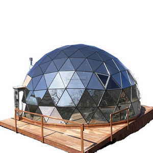 Glamping Geo Dome Glass Igloo Dome Tent with Mirror Hollow Tempered Glass in Winter