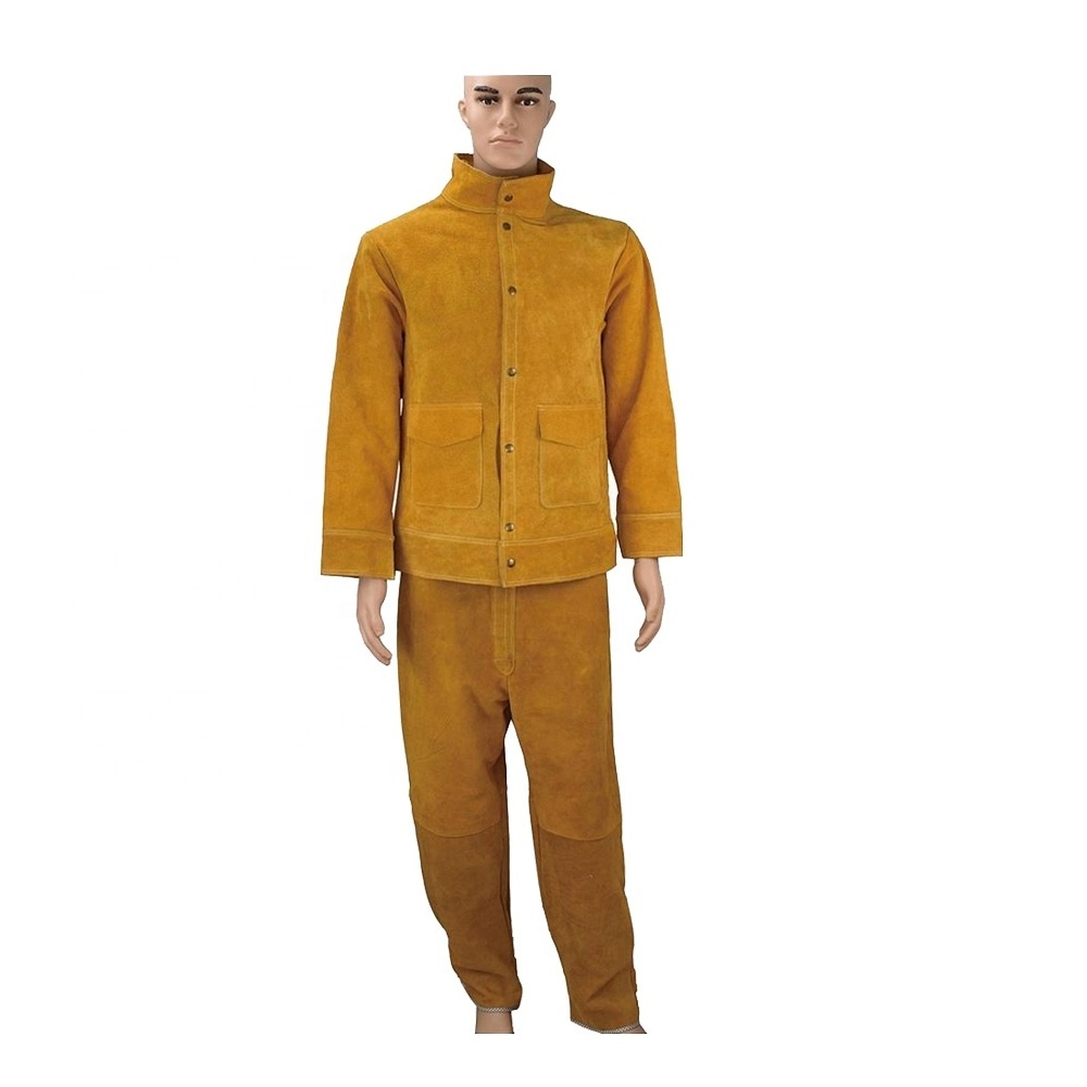 Welding Suit Cowhide Split Leather Welder Safety Wear Resistance High Quality Strong Stitched Leather Welding Suit