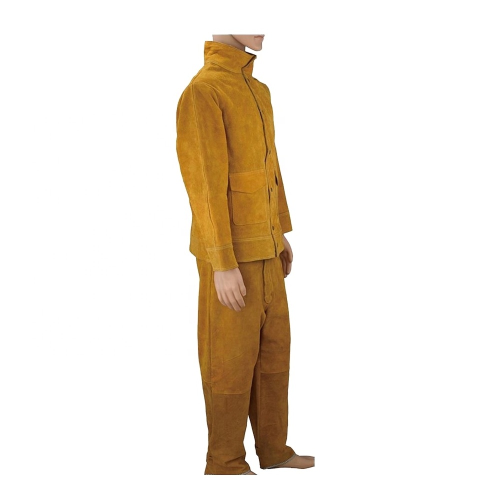 Welding Suit Cowhide Split Leather Welder Safety Wear Resistance High Quality Strong Stitched Leather Welding Suit