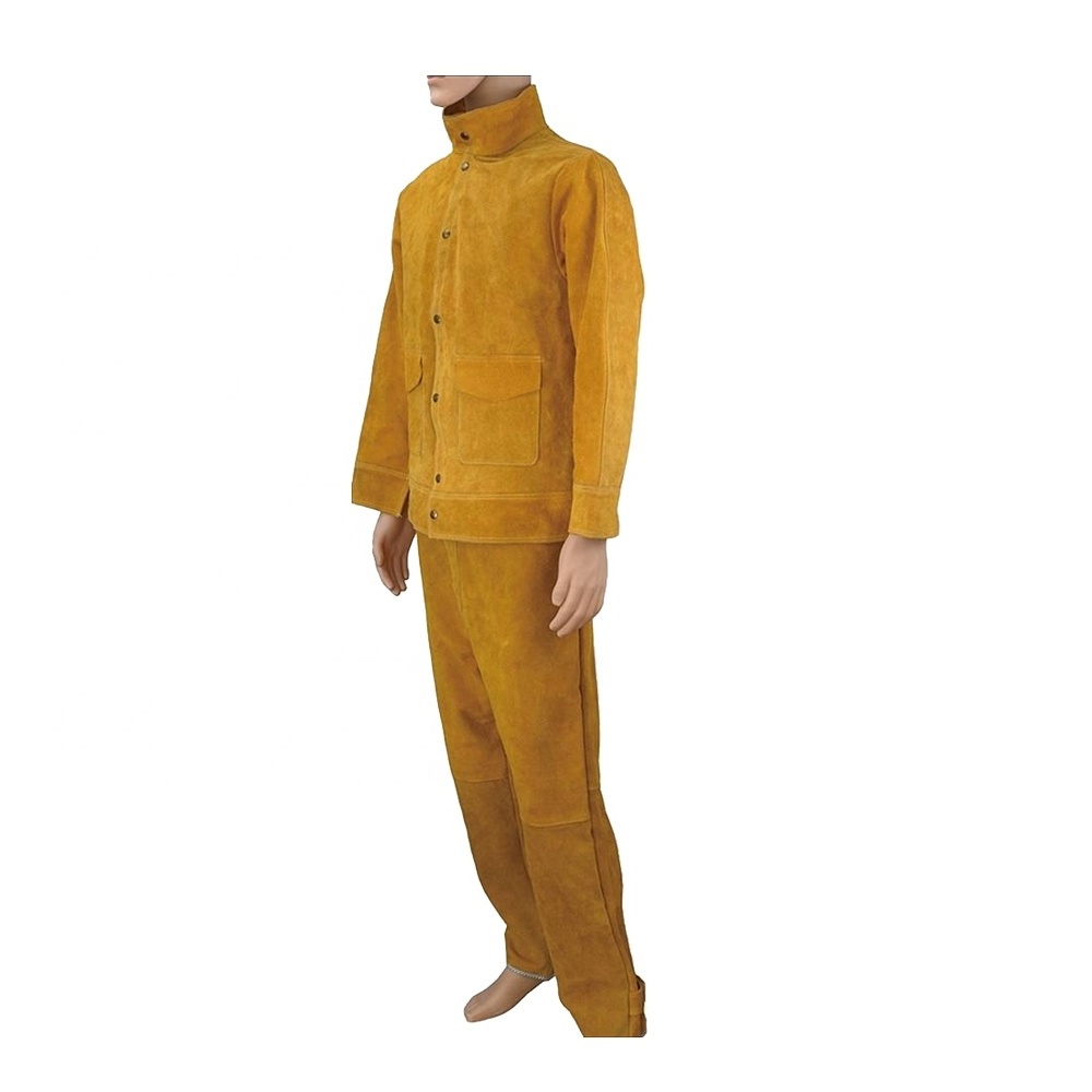 Welding Suit Cowhide Split Leather Welder Safety Wear Resistance High Quality Strong Stitched Leather Welding Suit