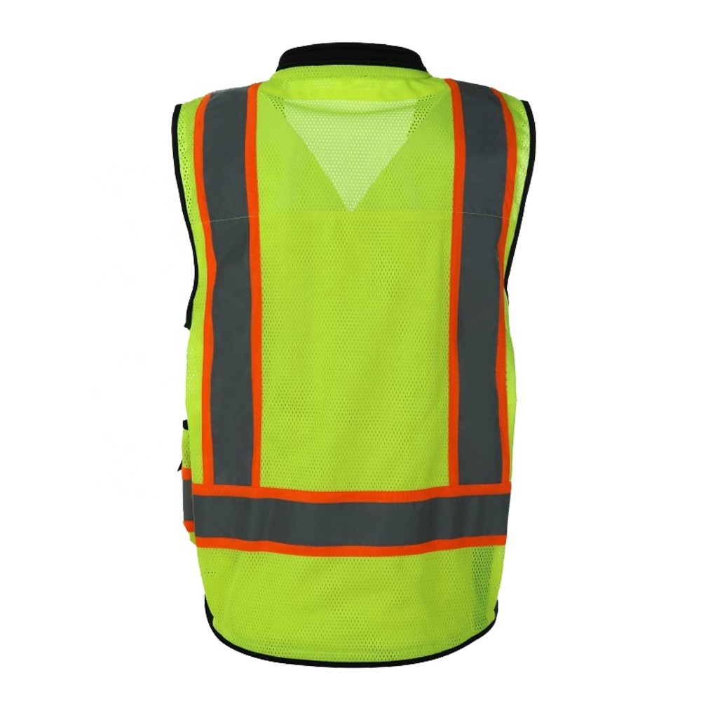 Hot Sale Unisex Breathable Safety Reflective Vest Work Orange High Visibility Multi Pockets Safety Vest