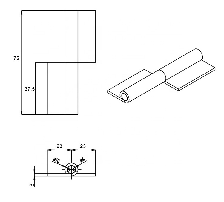 Custom Universal 304 SS Weld Flag Hinge On Steel Door