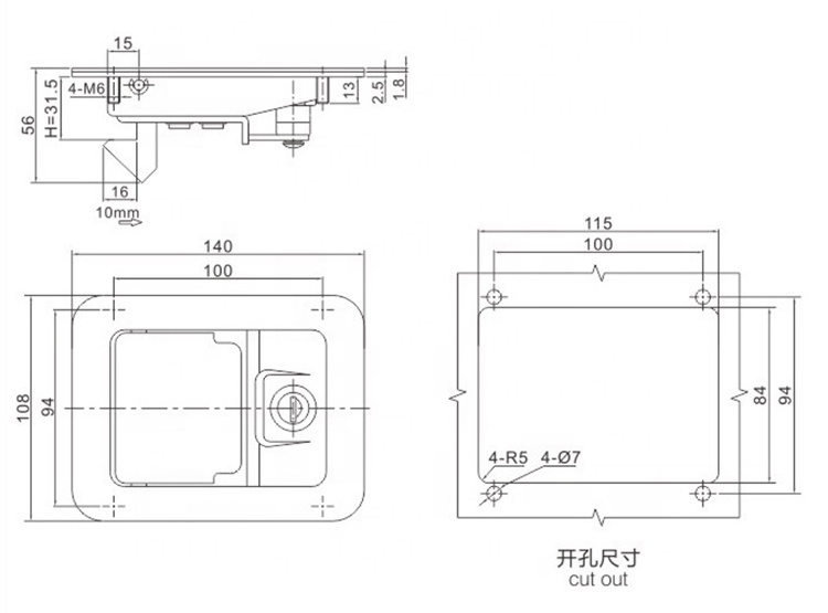 customized new design stainless steel trailer latch truck container door lock gear