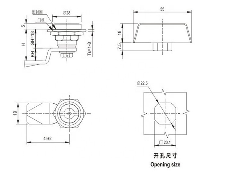 Game machine cam lock Zinc Alloy Die-cast Metal mailbox cabinet tubular cam door Cylinder lock