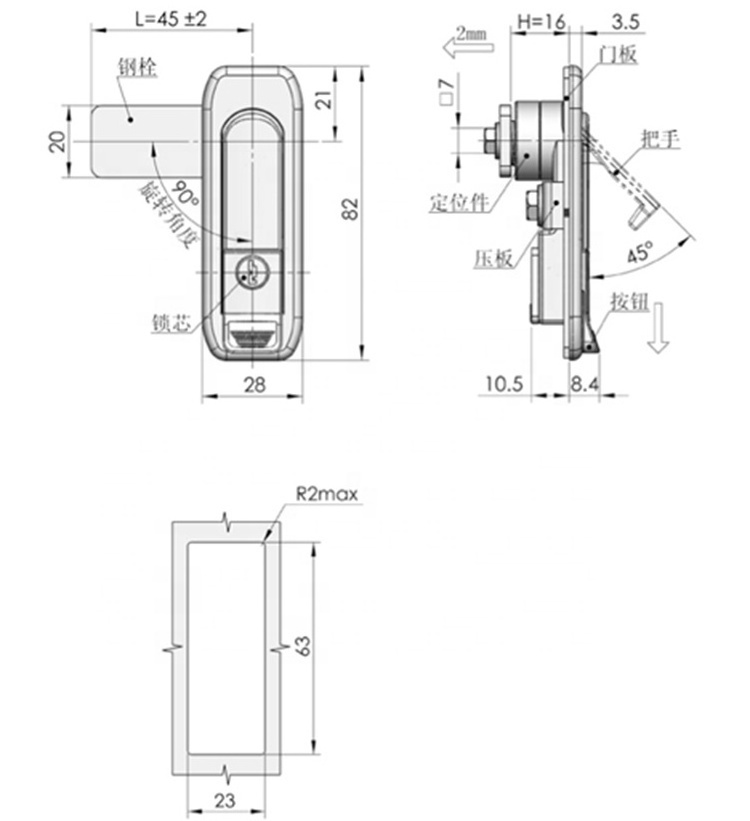 tool box swing handle latch electrical panel door lock swing handle for padlock