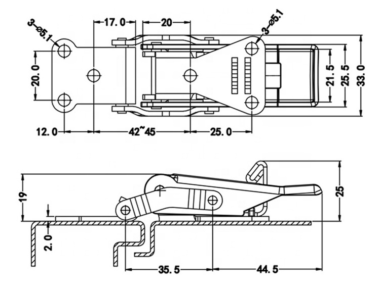 OEM Customized Stainless Steel Twist Luggage Spring Toggle Draw Latch Lock Hasp