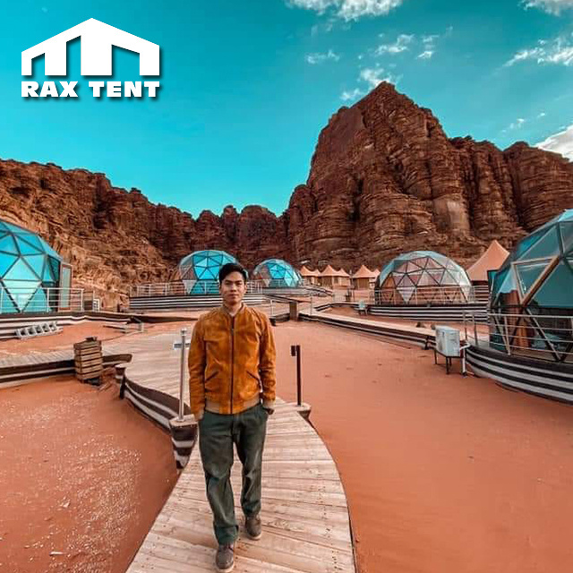 30 sqm dome tent with glass for luxury glamping and camping site