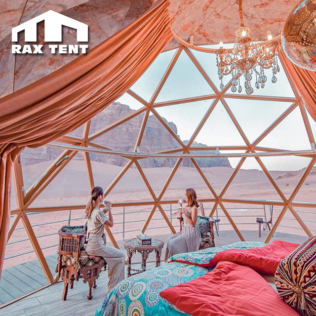 30 sqm dome tent with glass for luxury glamping and camping site