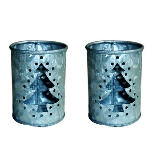 Round Galvanized Iron Votive and T Light Holder Galvanized  Candle Holders Metal Candle Holders Round Shape and candle