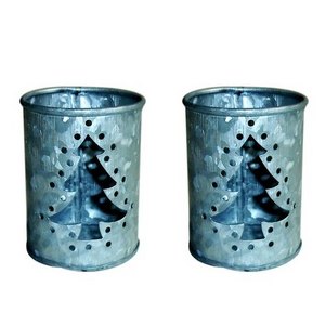 Round Galvanized Iron Votive and T Light Holder Galvanized  Candle Holders Metal Candle Holders Round Shape and candle