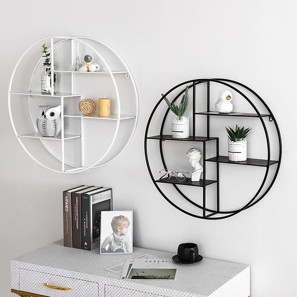 Wholesale Iron Metal Shelf Round Wall Storage Hanging Rack For Restaurant Living Room Home Wall Decoration