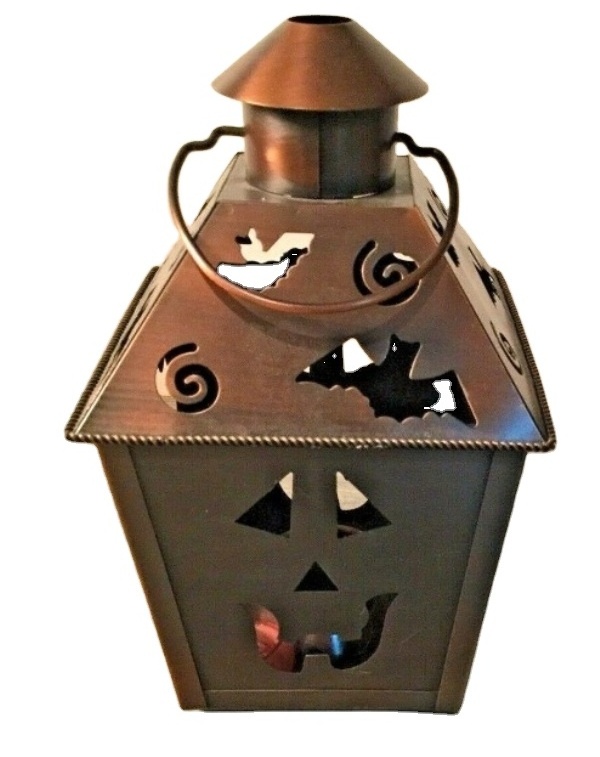 Wholesale vintage style  pumpkin Halloween copper look metal tealight lantern for home and garden decor