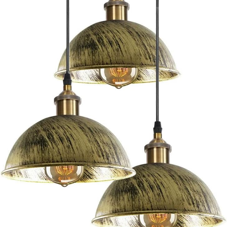 Wholesale Vintage Retro Style 3 Way Ceiling Pendant Light Cluster Light Fitting Brass Dome   For Home Decoration Farmhouses