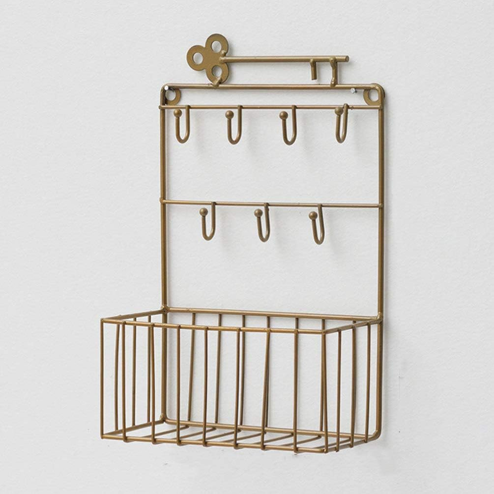 Wholesale Metal Door Hanger with Basket Coat Hooks Storage Baskets Entryway Key Rack For Room Office School Wall Hooks