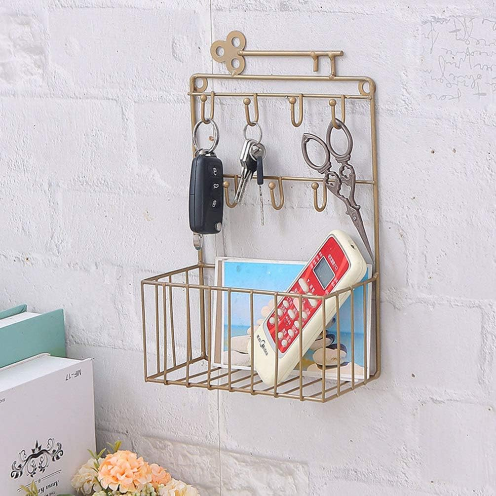 Wholesale Metal Door Hanger with Basket Coat Hooks Storage Baskets Entryway Key Rack For Room Office School Wall Hooks