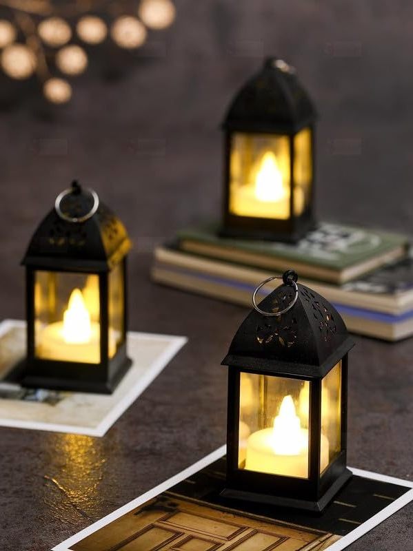 Flameless and Smokeless Acrylic Antique LED Hurricane Lantern Lamp and Wall Hanging for Home