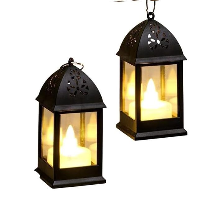 Flameless and Smokeless Acrylic Antique LED Hurricane Lantern Lamp and Wall Hanging for Home