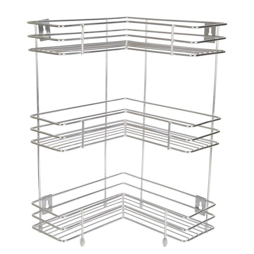 Wholesale Metal wire 3 Tier  Organizer Corner Shelf Rack Or Kitchen Storage Wire Shelf Frame Wall Mountable Metal Spice Rack