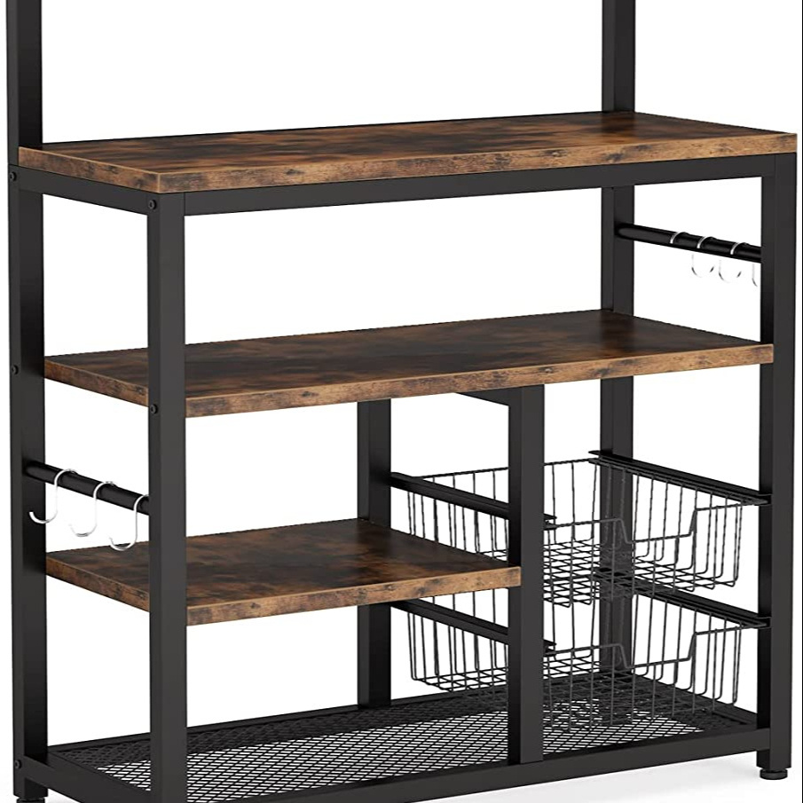 Wholesale metal & wooden Baker Rack Or Storage Stand Storage Rack Designs Modern Kitchen Cabinet self rack