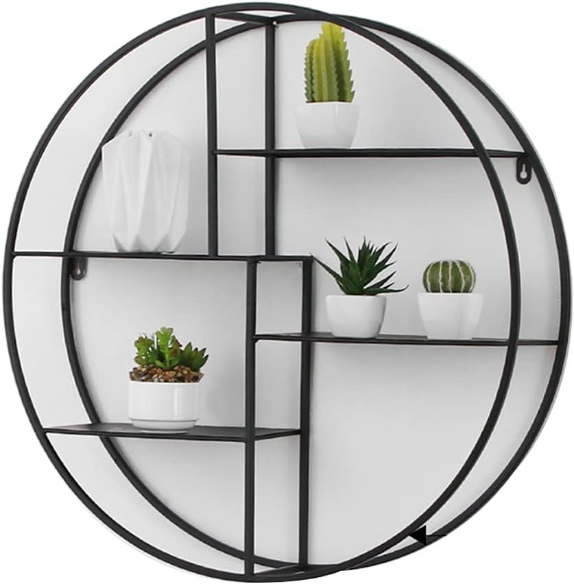 Wholesale Iron Metal Shelf Round Wall Storage Hanging Rack For Restaurant Living Room Home Wall Decoration