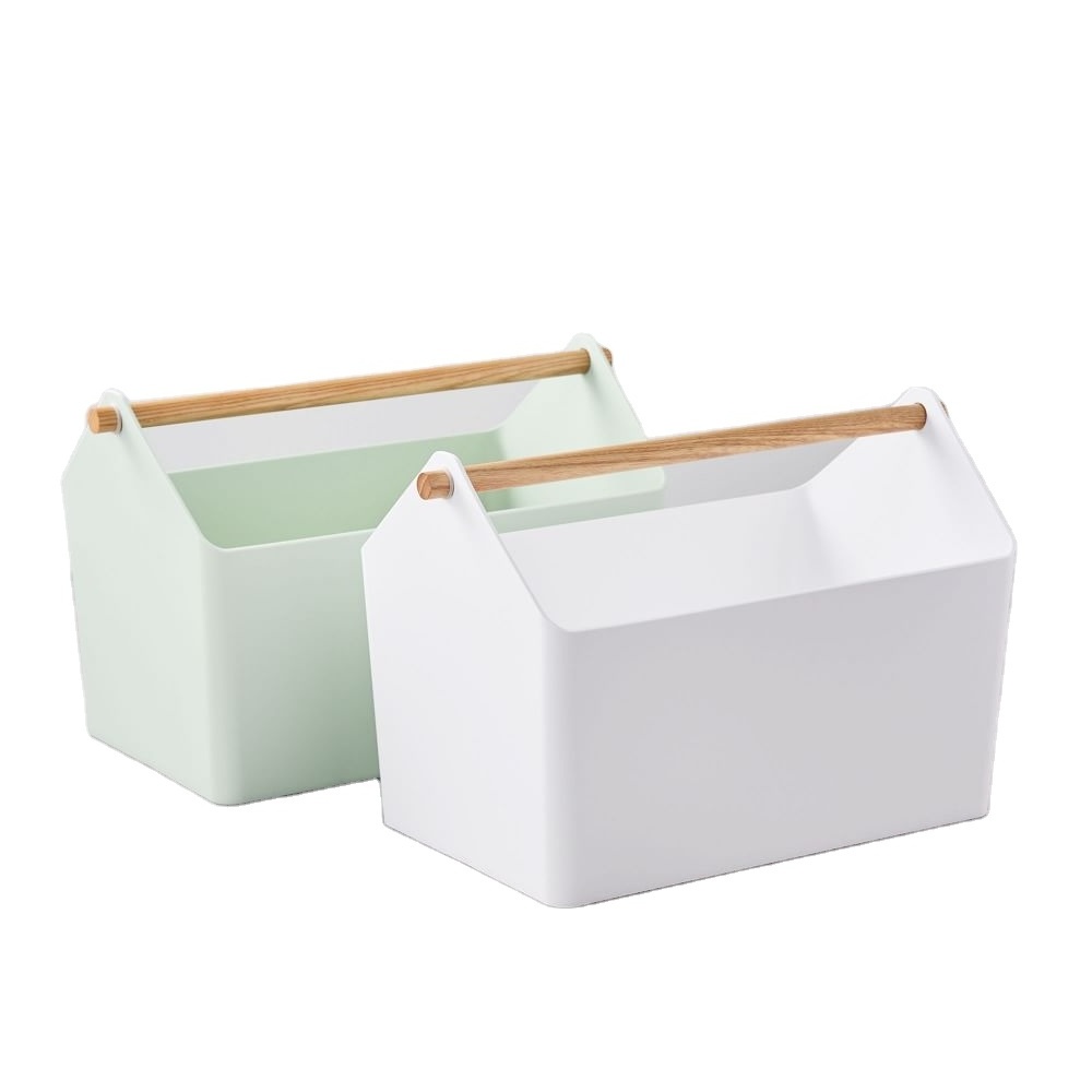 Wholesale handicraft  Metal white powder coated Utensil Caddy with wooden handle