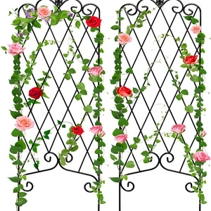 Garden Trellis for Climbing Plants Rustproof Black Iron Potted Vines Vegetables Vining Flowers Patio Metal Wire Lattices Panels