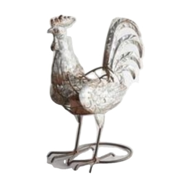 Wholesale Vintage style  Galvanized Metal Rooster shape  Luminary Candle Holder for home and garden decor