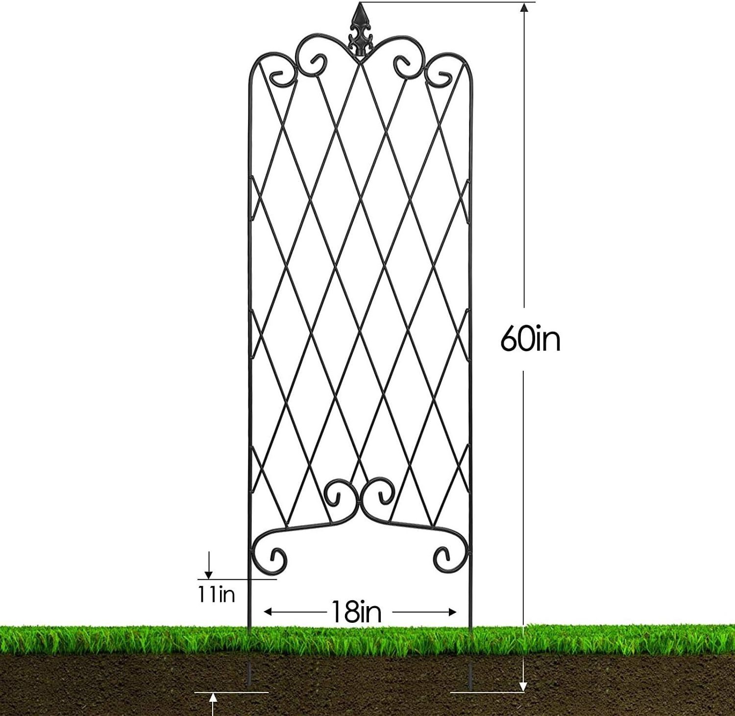 Garden Trellis for Climbing Plants Rustproof Black Iron Potted Vines Vegetables Vining Flowers Patio Metal Wire Lattices Panels