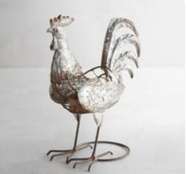 Wholesale Vintage style  Galvanized Metal Rooster shape  Luminary Candle Holder for home and garden decor