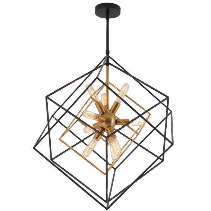 Wholesale Metal Wire Hanging Pendant 9 Light Dimmable Geometric Chandelier antique brass lighting For home decor lighting  lamp