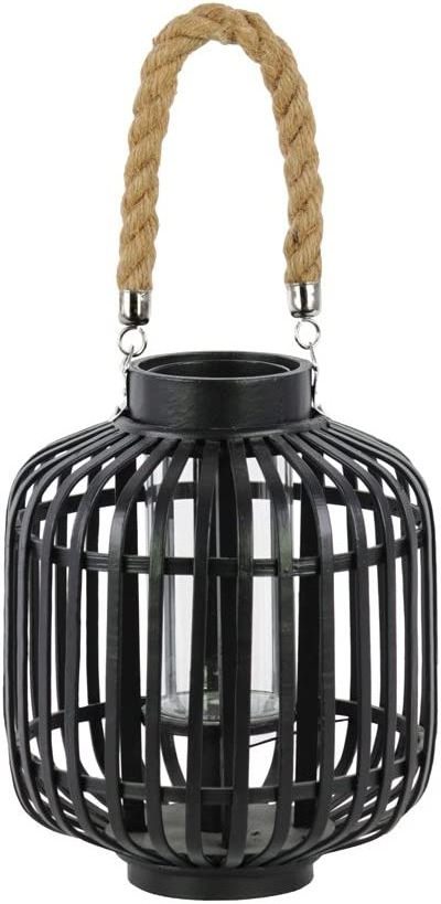 Set of 3 modern large black metal candle lantern garden hanging metal candle holder home outdoor empty lanterns for wedding