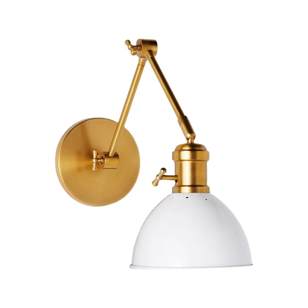 Lighting metal dome sconce brass wall light includes energy efficient light bulb  for bedroom bedsi