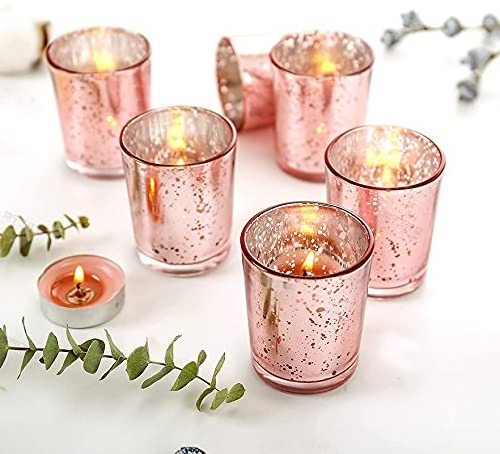 Wholesale glass purple tree rose gold mercury votive tealight candle holder for decorative wedding party