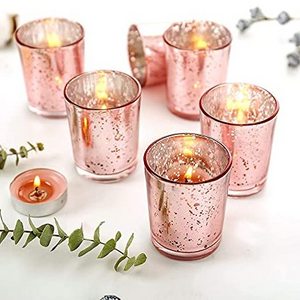 Wholesale glass purple tree rose gold mercury votive tealight candle holder for decorative wedding party