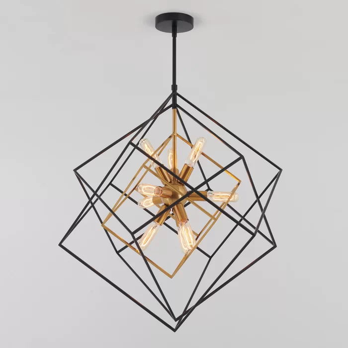 Wholesale Metal Wire Hanging Pendant 9 Light Dimmable Geometric Chandelier antique brass lighting For home decor lighting  lamp